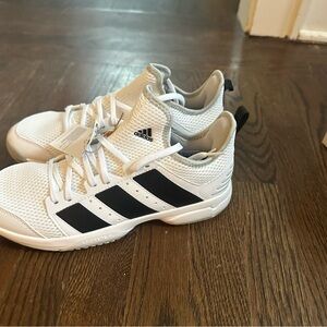Adidas White Mesh Sneakers with Black Accents size 6 unisex